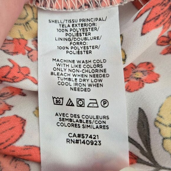 LOFT Floral Midi Dress Faux Wrap Ruffle Adjustable Straps Elastic Waist Large - Picture 10 of 10